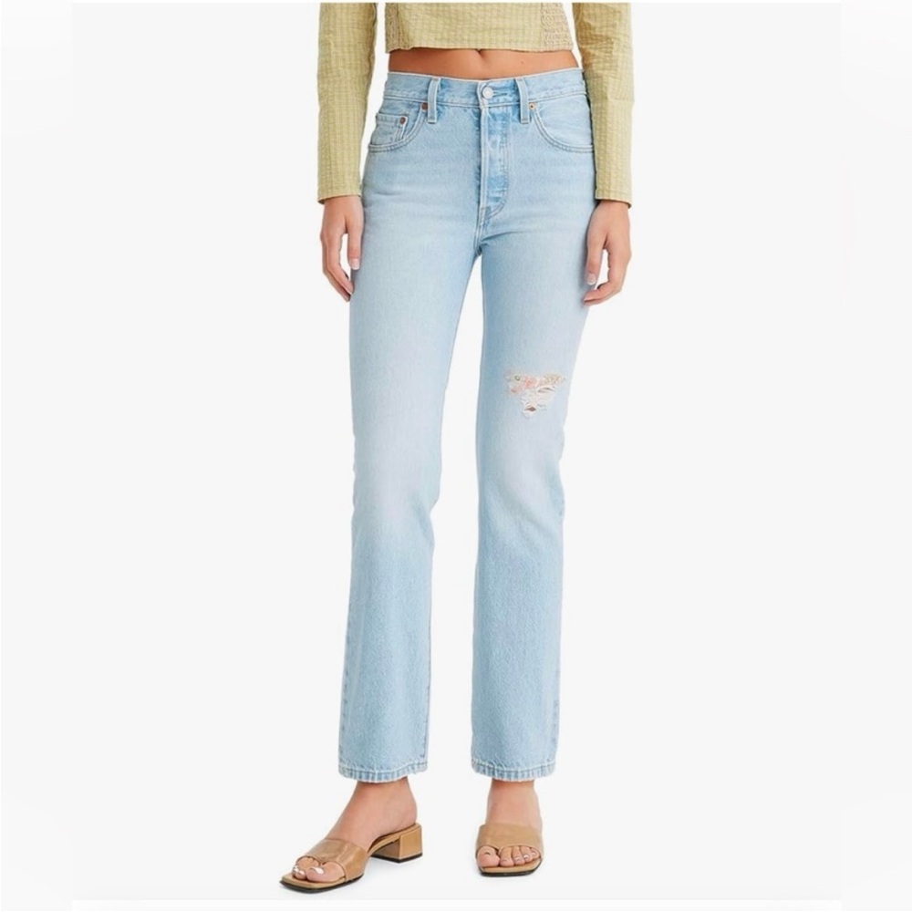 Levi's 501 Distressed Patch Jeans